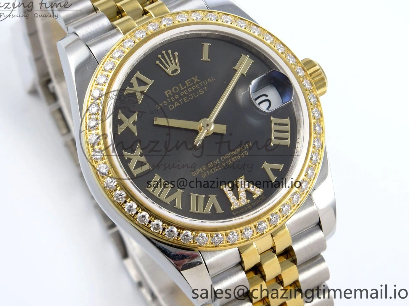 on SS YG DateJust 904L Steel Roman Jubilee Edition Diamonds HZ2236 Bracelet JARF 278383RBR Dial 1:1 Gray Best 31 0404